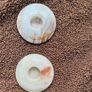 Round Beige Marble Candle Holders